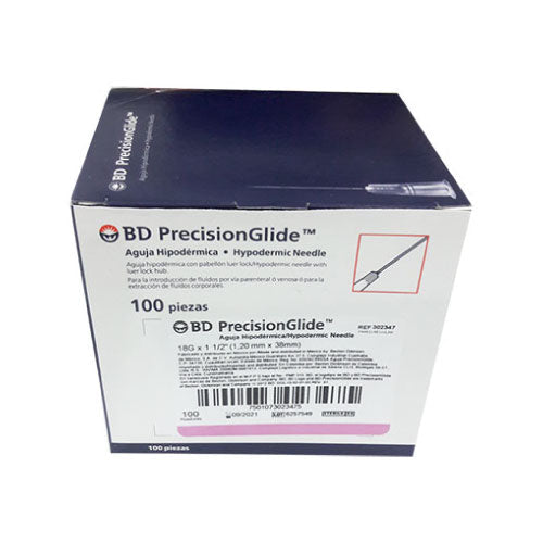 AGUJA HIPODERMICA DESECHABLE 18G X 38MM