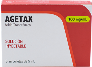 ACIDO TRANEXAMICO  AGETAX SOL INY C/5 AMPOL