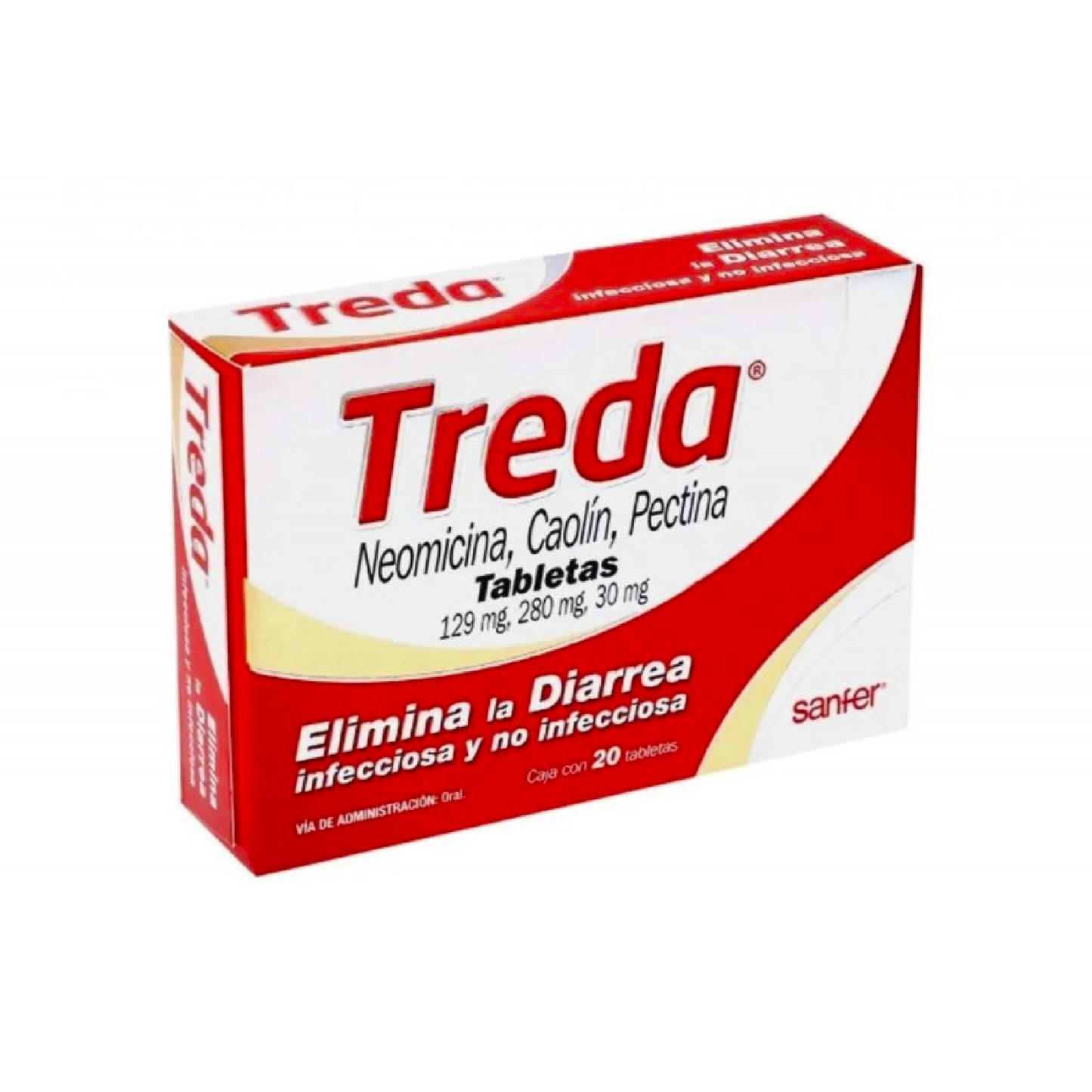 Treda (Neomicina, Caolín, Pectina) Tabs 129mg,280mg,30mg Cja c 20 tabs