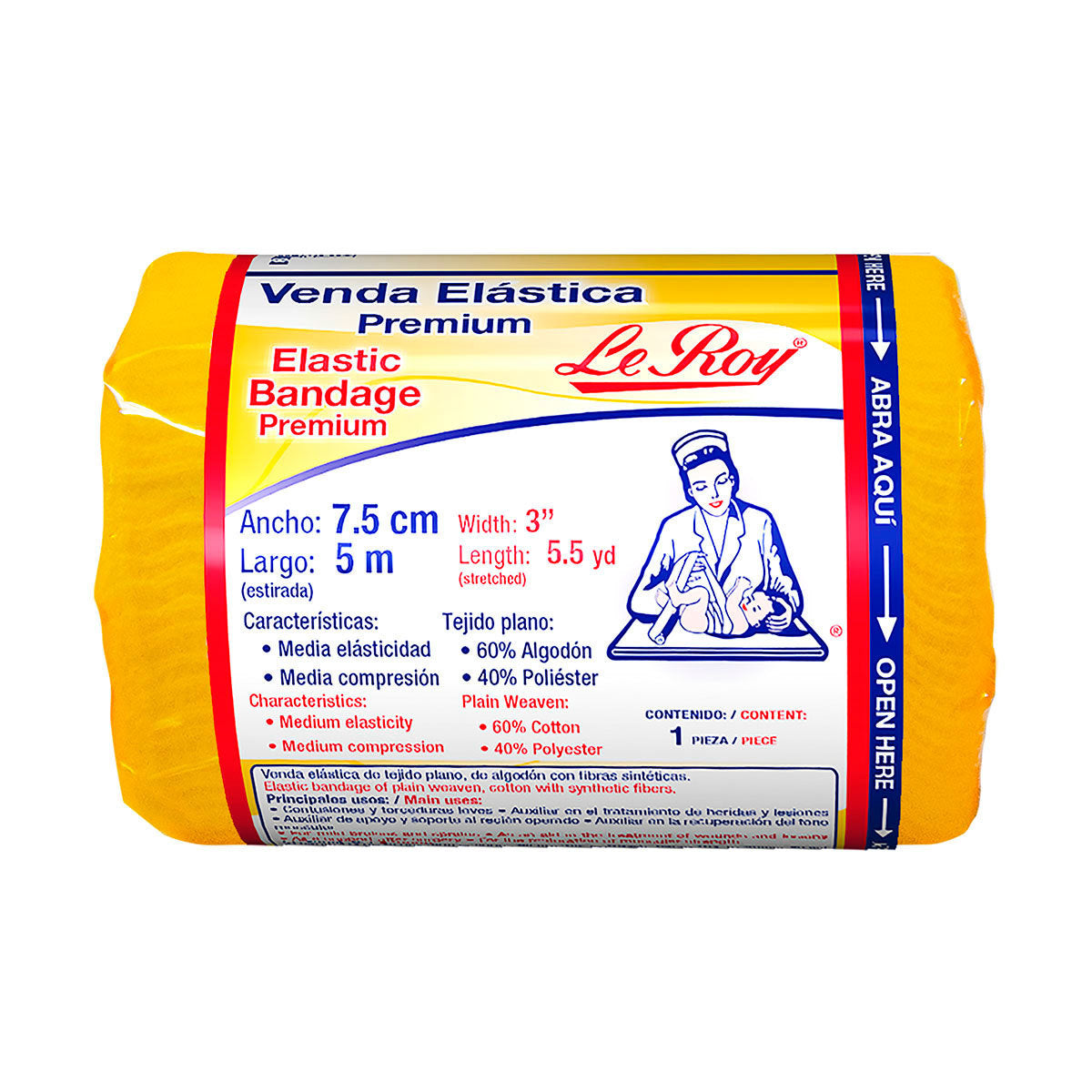 Venda elástica Premium Le Roy 7.5cm x 5m