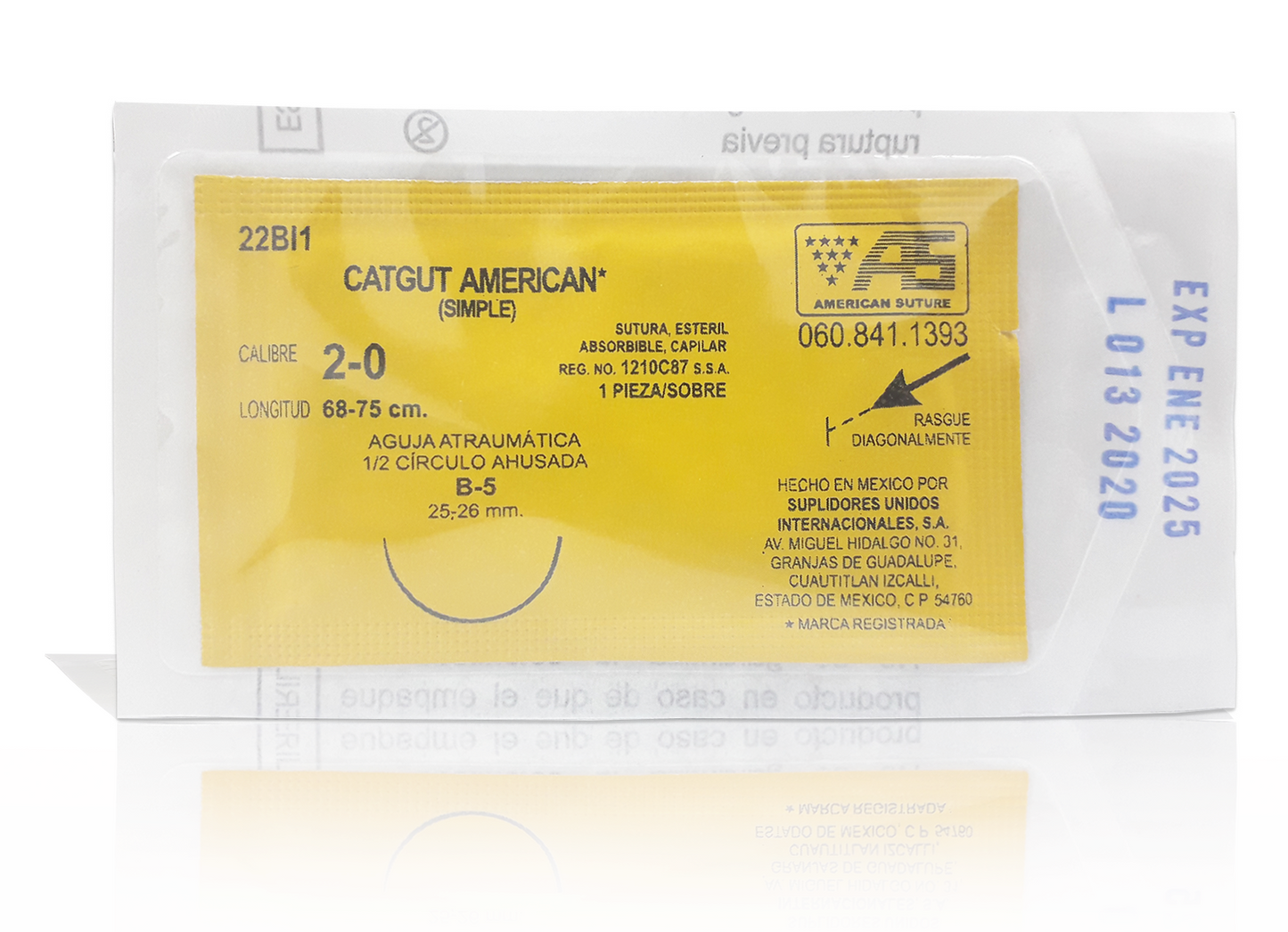 Sutura Quirúrgica Catgut simple calibre 2-0 22BI1