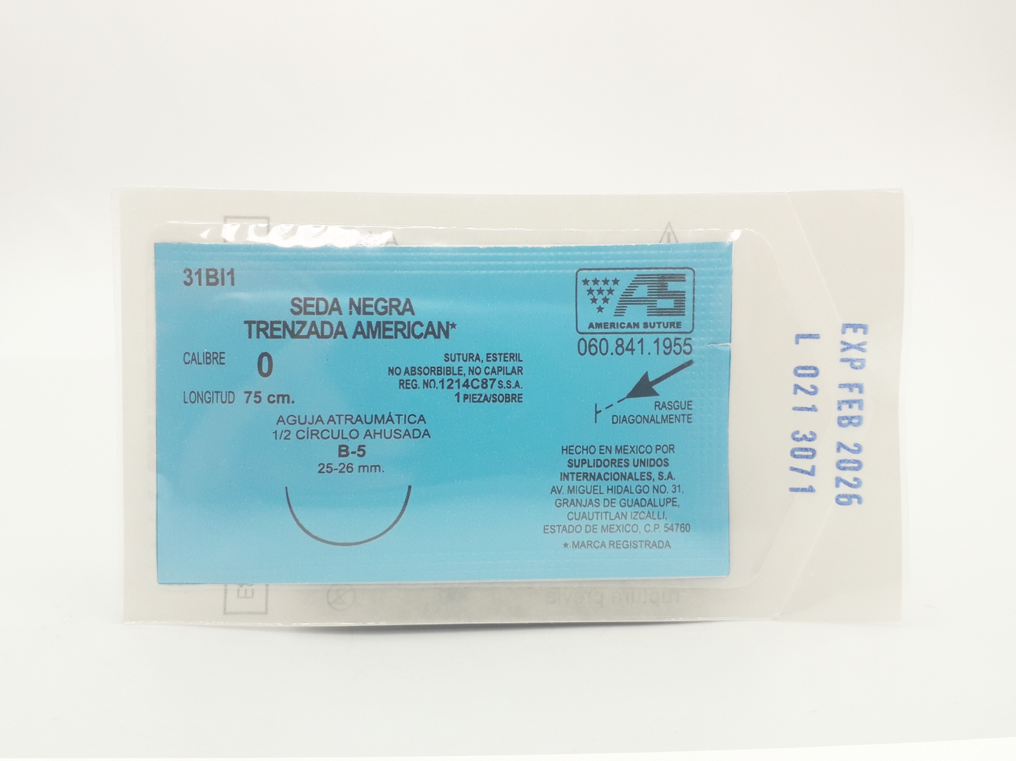 Sutura Quirúrgica Seda Negra Trenzada Calibre 0 31BI1