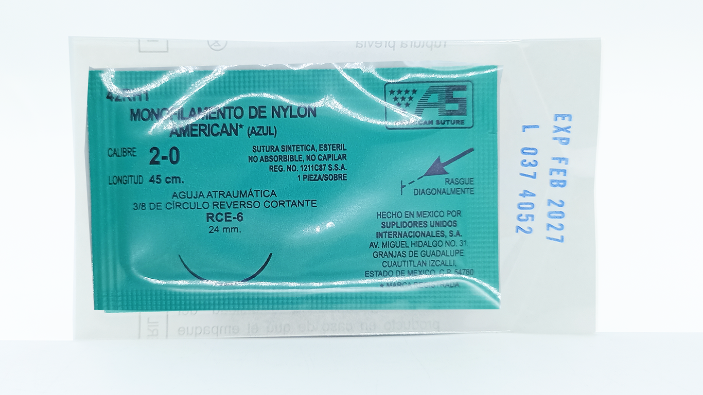Sutura Monofilamento De Nylon American Calibre 2-0 42RH1