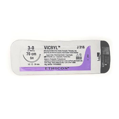 Sutura Vicryl 3-0 70cm SH 1/2 23mm