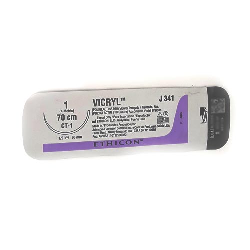 Sutura Vicryl cierre 1 70cm CT-1 1/2 36mm