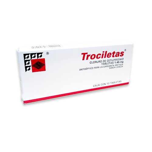 Trociletas (Cloruro de Cetilpiridinio) Tabs 1.45mg Cja c 10 tabs