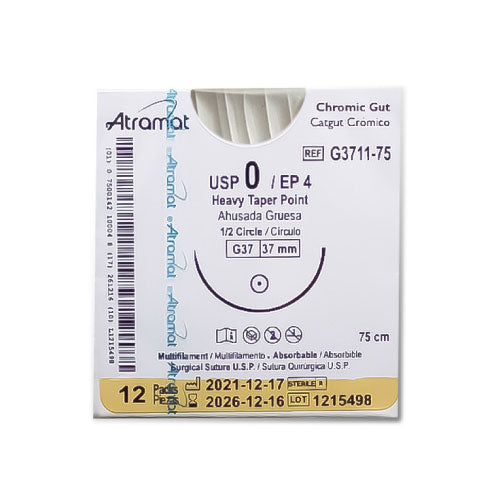 CATGUT CROMICO USP 0 / EP 4 C/A 37 MM.