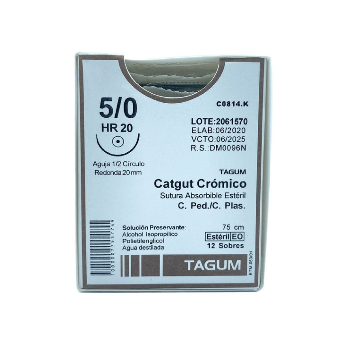 CATGUT CROMICO USP 5-0 / EP 1.5 20MM