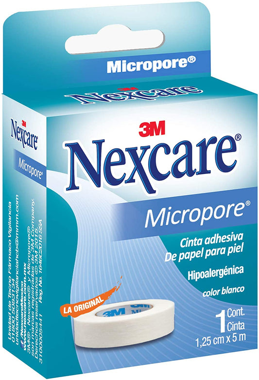 Cinta adhesiva de papel para piel micropore 1.25 cm x 5m