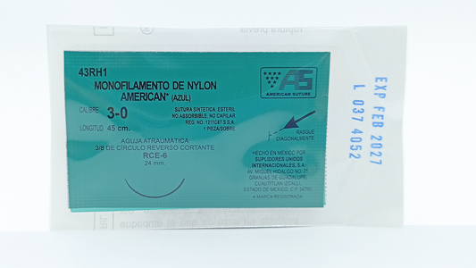 Sutura Monofilamento De Nylon American Calibre 3-0 43RH1